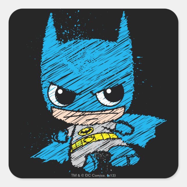 Adesivo Quadrado Mini Batman Sketch (Frente)