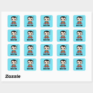 Adesivo Quadrado Mini Rótulos de Crianças do Super-Homem Personaliz