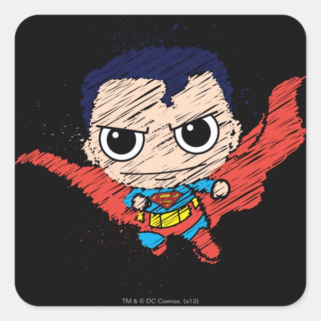 Adesivo Quadrado Mini Superman Sketch (Frente)
