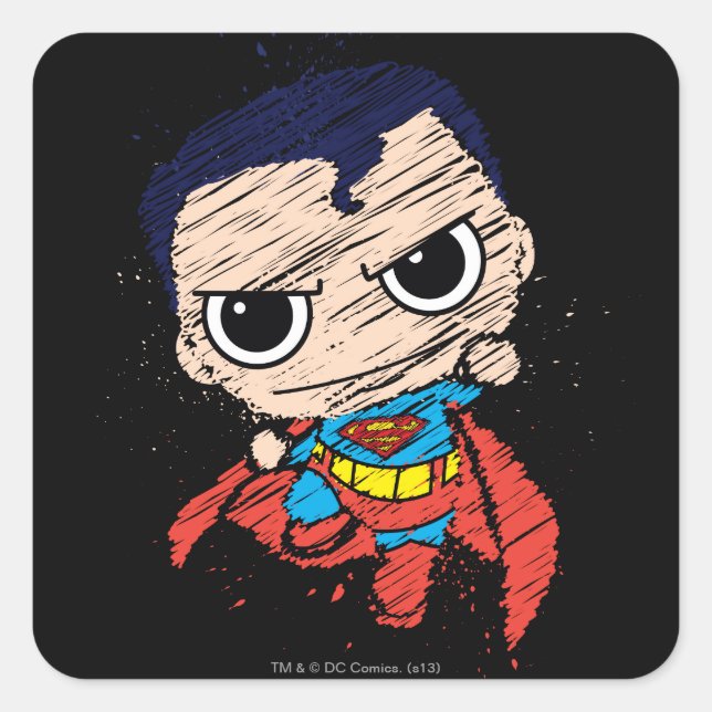 Adesivo Quadrado Mini Superman Sketch - Voando (Frente)