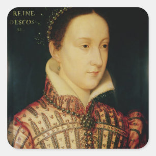 Adesivo Quadrado Miniatura da rainha de Mary de escocês, c.1560