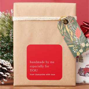 Adesivo Quadrado Mínima Feita À Mão Especialmente Para Você Branco