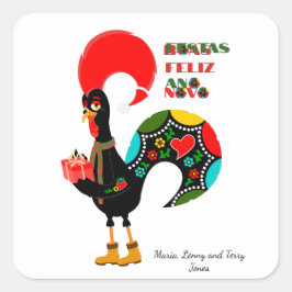 Adesivo Quadrado Mínima Tipografia Saudações de Natal em Português