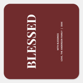 Adesivo Quadrado Minimal BLESSED | Deep Red Holiday