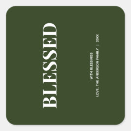 Adesivo Quadrado Minimal BLESSED | Forest Green Holiday