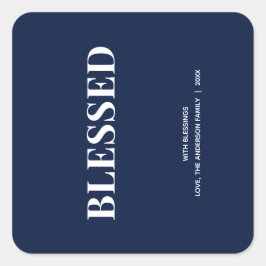 Adesivo Quadrado Minimal BLESSED | Navy Blue Holiday