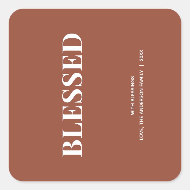 Adesivo Quadrado Minimal BLESSED | Terracotta Holiday (Frente)