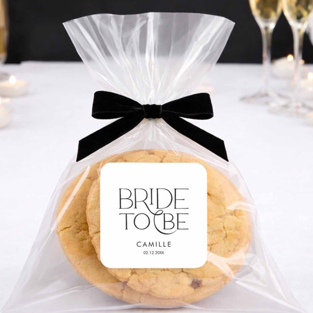 Adesivo Quadrado Minimal Bride to Be Bridal Shower (Bride to Be Favor Sticker)