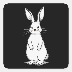 Adesivo Quadrado Minimal Bunny Line Art – Easter Design Autocolante