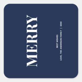 Adesivo Quadrado Minimal MERRY | Azul Marinho de Férias