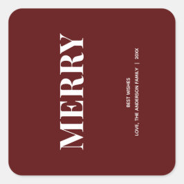 Adesivo Quadrado Minimal MERRY | Férias Vermelho Intenso