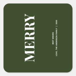 Adesivo Quadrado Minimal MERRY | Forest Green Holiday