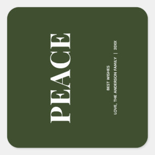 Adesivo Quadrado Minimal PEACE Verde Floresta Feriado