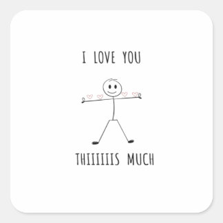 Adesivo Quadrado Minimal Stick Figure Valentine's day