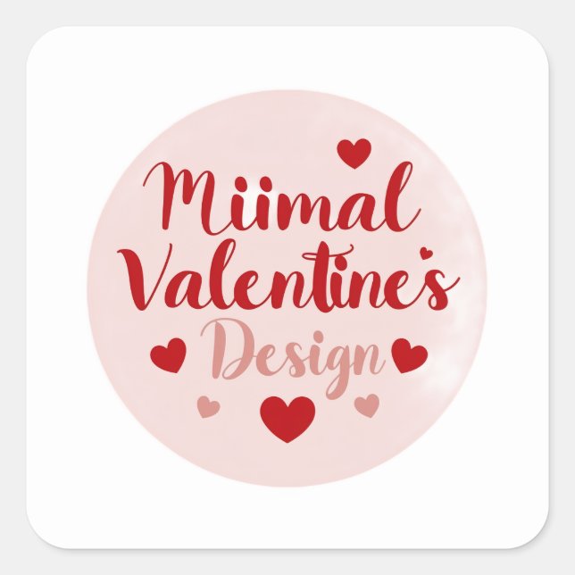 Adesivo Quadrado Minimal Valentine’s Day Love Typography Design | R (Frente)