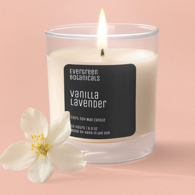 Adesivo Quadrado minimalist candle label black and white (Criador carregado)