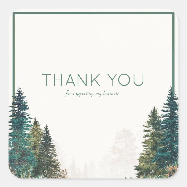 Adesivo Quadrado Minimalist Evergreen Pine Forest Green Frame (Frente)