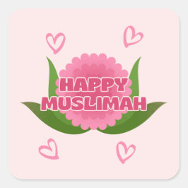 Adesivo Quadrado Minimalist Happy Muslimah Sticker