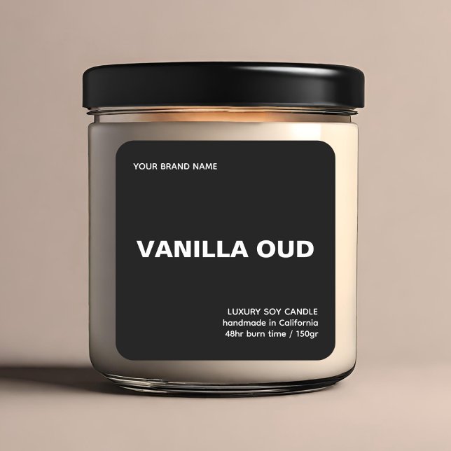 Adesivo Quadrado Minimalist modern black and white luxury candle  (Criador carregado)