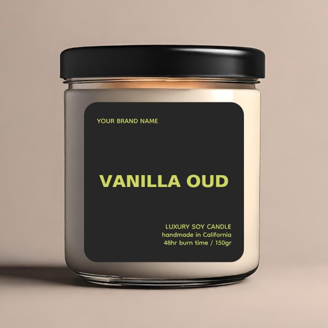 Adesivo Quadrado Minimalist modern black green luxury candle  (Criador carregado)