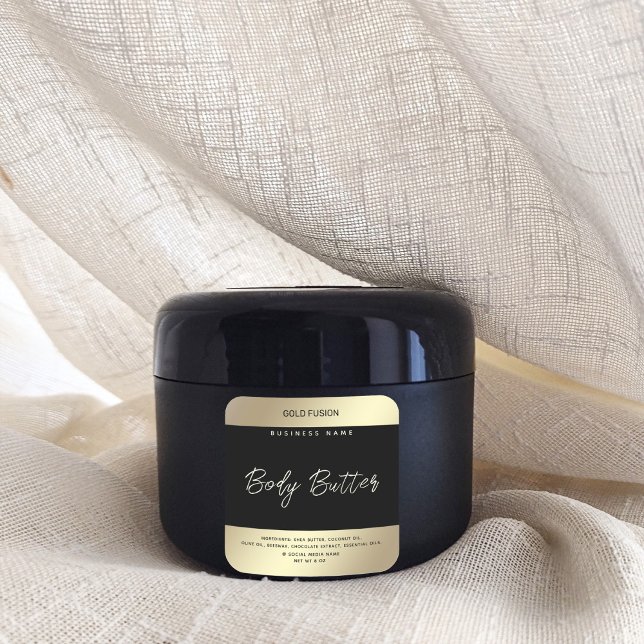 Adesivo Quadrado Minimalist modern luxury script black gold label (Criador carregado)