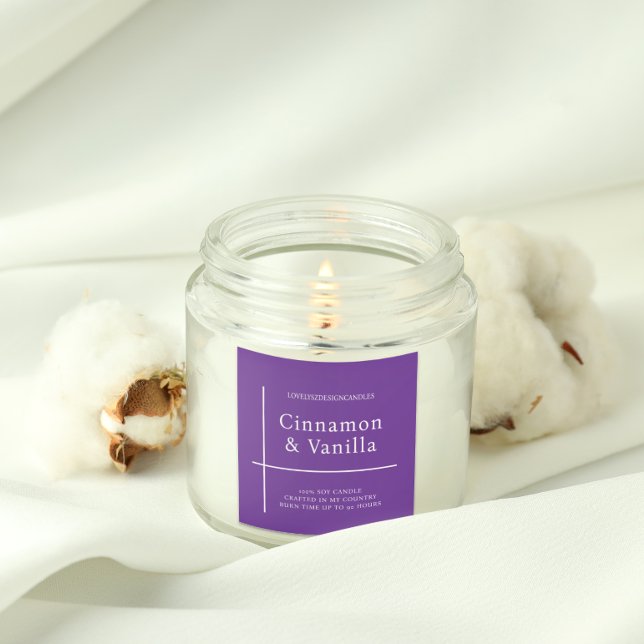 Adesivo Quadrado Minimalist Purple Candle Product Label (Criador carregado)