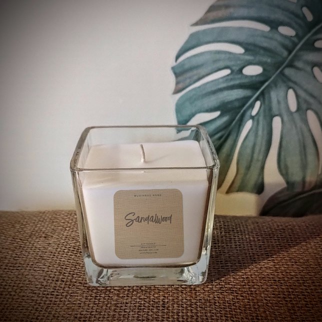 Adesivo Quadrado Minimalist simple linen look sript candle  (Criador carregado)