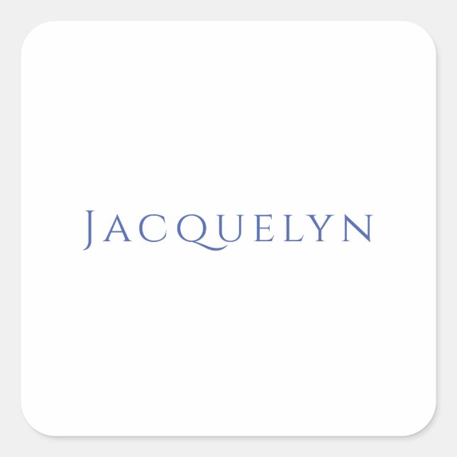 Adesivo Quadrado Minimalist White Blue Plain Elegant Modern Name (Frente)