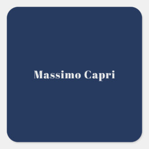 Adesivo Quadrado Minimalista Azul Escuro Elegante Nome Próprio Text