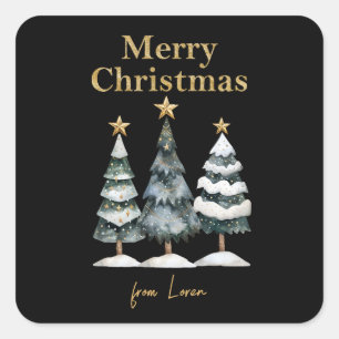Adesivo Quadrado Minimalista das Árvores de Natal modernas