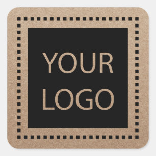 Adesivo Quadrado Minimalista do logotipo personalizado Rustic Kraft