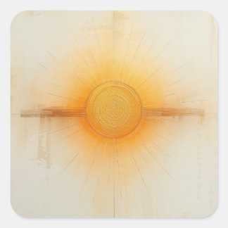 Adesivo Quadrado Minimalista Explosão de Sol Tradicional Arte Pintu