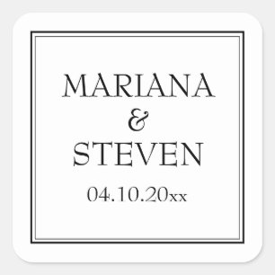 Adesivo Quadrado Minimalista Moderno de Borda Preto e Branco