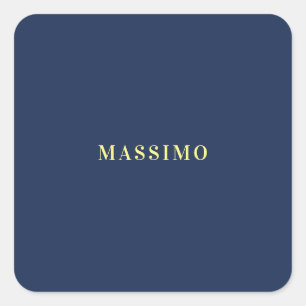 Adesivo Quadrado Minimalista Nome Azul Profissional Clássico