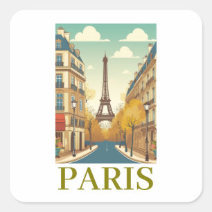 Adesivo Quadrado Minimalista Paris França Torre Eiffel Parisiense
