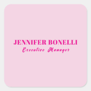 Adesivo Quadrado Minimalista rosa tendência personalizado nome pers