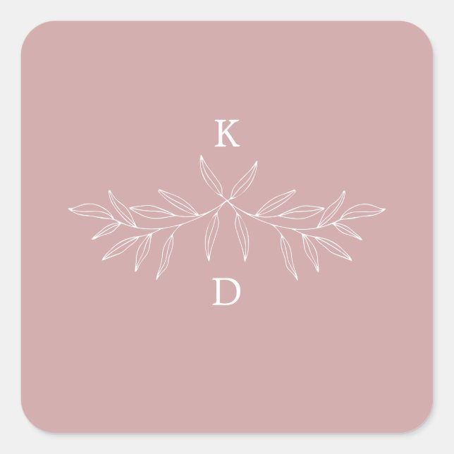Adesivo Quadrado Mínimo de Laurel Wedding Invitation Seal Sticker (Frente)
