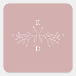 Adesivo Quadrado Mínimo de Laurel Wedding Invitation Seal Sticker