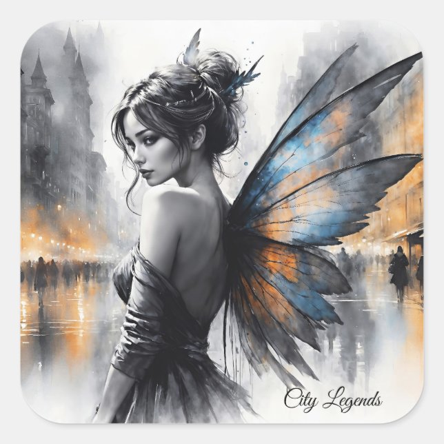 Adesivo Quadrado Mínimo de mortalha de asa graciosa (Frente)