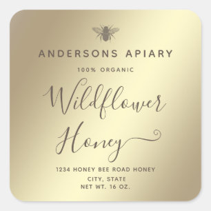 Adesivo Quadrado Mínimo Moderno mel de abelha, pote Square Sti
