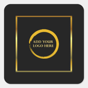 Adesivo Quadrado Mínimo moderno ouro preto simples adicione seu log