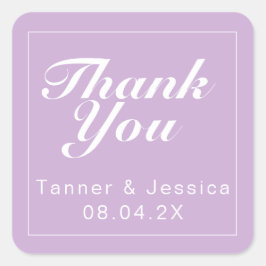 Adesivo Quadrado Mínimo Moderno Púrpura e Branco Muito Obrigado