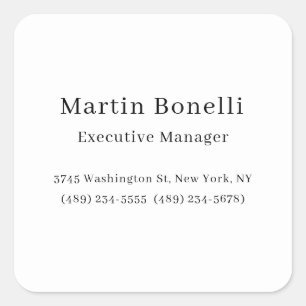 Adesivo Quadrado Mínimo Simples de Tendência Preta e Branca