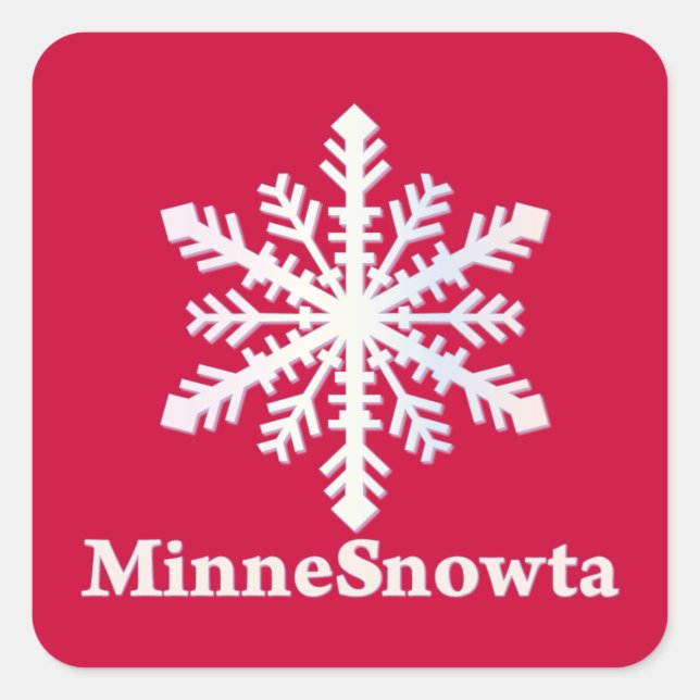 Adesivo Quadrado MinneSnowta com Floco de Neve (Frente)