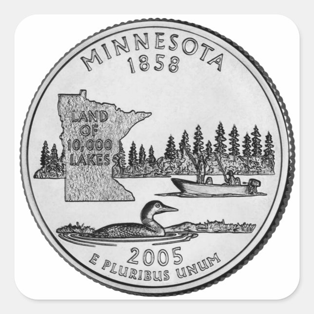 Adesivo Quadrado Minnesota State Quarter (Frente)