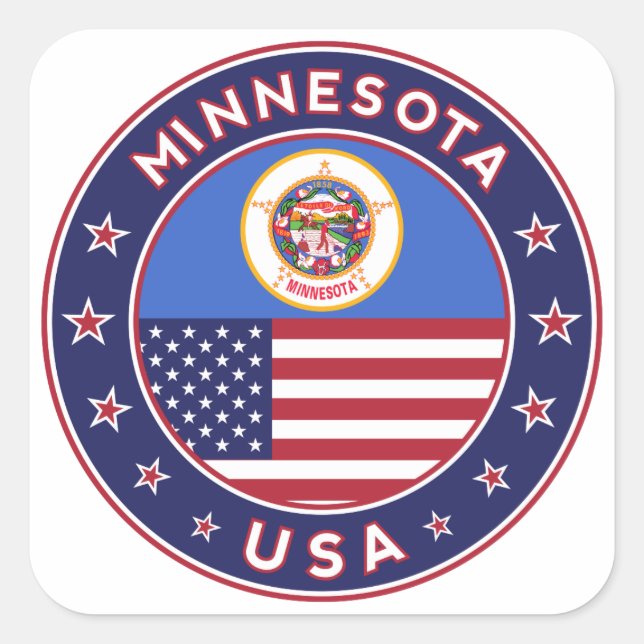 Adesivo Quadrado Minnesota sticker, phone case, bag, clock (Frente)