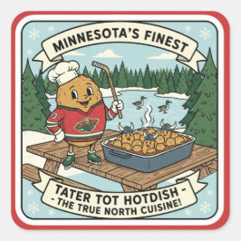 Adesivo Quadrado Minnesota Tater Tot Hotdish Retro Mascot Sticker