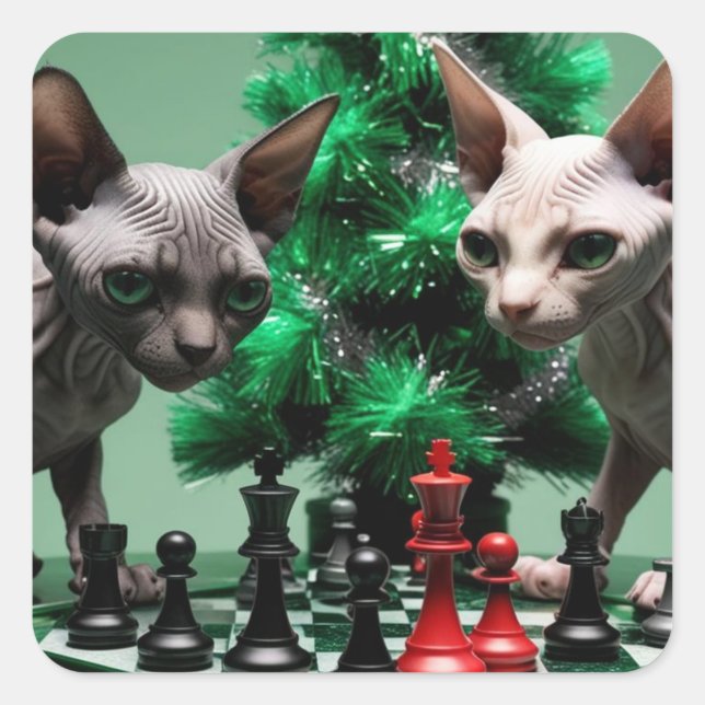 Adesivo Quadrado Minskin Kitten Em Um Fato De Natal (Frente)