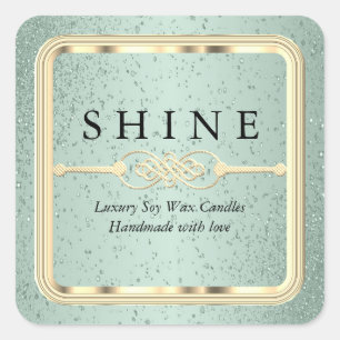 Adesivo Quadrado Mint Green e Dourado Labels Square