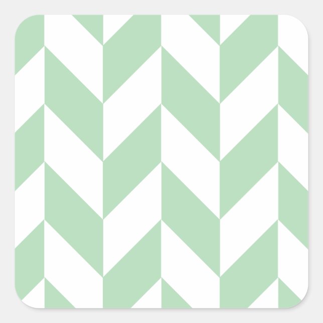 Adesivo Quadrado Mint Green Herringbone Pattern (Frente)